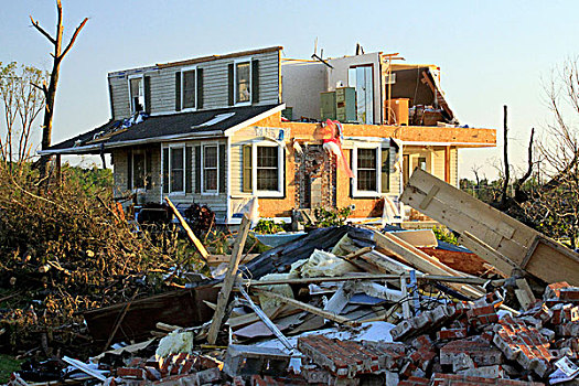 房子,损坏,龙卷风,阿拉巴马,美国