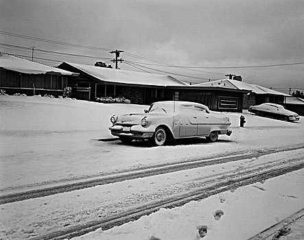 美国,西雅图,附近,街道,汽车,雪后