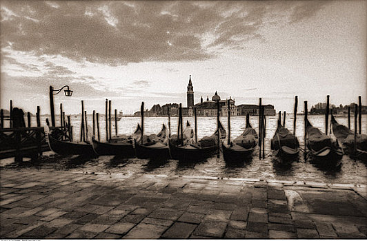 排,小船,水中,威尼斯,意大利