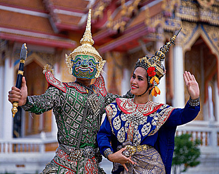 面具,跳舞,曼谷,泰国