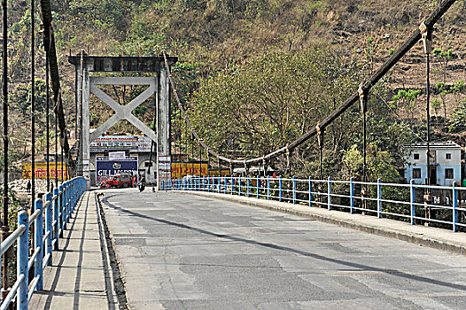 公路,桥,尼泊尔,南亚