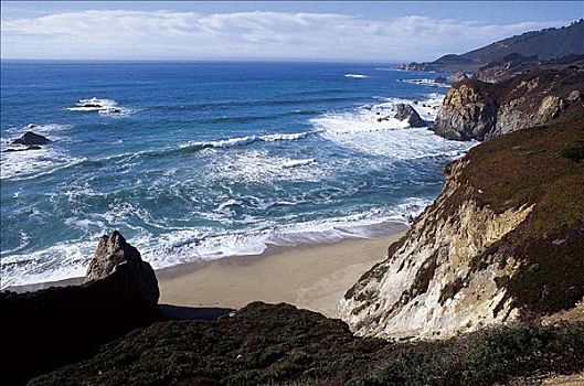 海岸线,海滩,海浪,圣露西亚,加利福尼亚,美国,北美