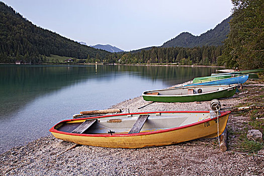 划艇,湖,瓦尔幸湖,巴伐利亚,德国