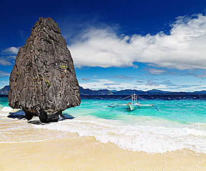 热带沙滩,怪诞,石头,爱妮岛,菲律宾