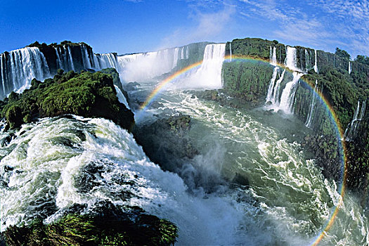 瀑布,伊瓜苏瀑布,彩虹,伊瓜苏国家公园,边界,巴西,阿根廷