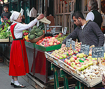 奥地利,维也纳,食品市场,人,水果