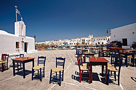 希腊,基克拉迪群岛,帕罗斯岛,咖啡,桌子,大幅,尺寸