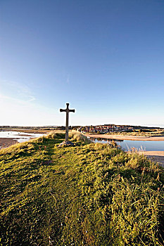 十字架,山,远眺,山谷,诺森伯兰郡,英格兰