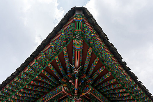 韩国,传统,庙宇,屋顶,角