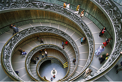俯视,楼梯,梵蒂冈博物馆,梵蒂冈城,罗马,意大利