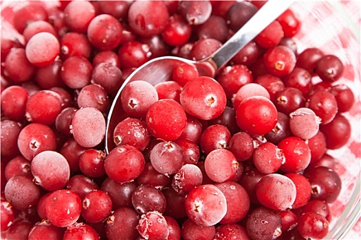 冰冻,红色,蔓越莓,碗,餐巾