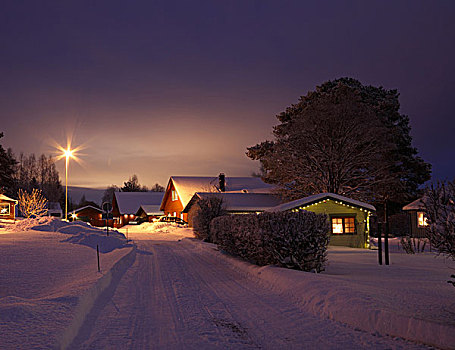 冬天,乡村,道路,瑞典