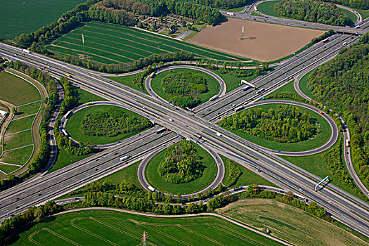 航拍,多特蒙德,高速公路,交叉,公路,区域,北莱茵威斯特伐利亚,德国,欧洲