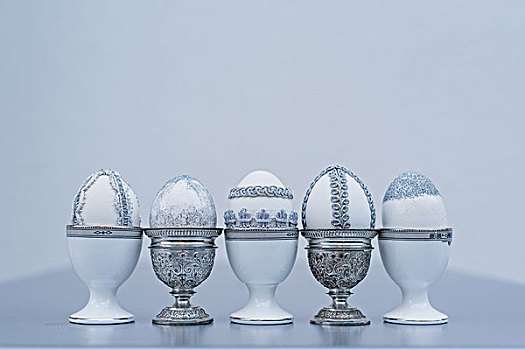 复活节彩蛋,蕾丝,灰色,蛋杯,不同