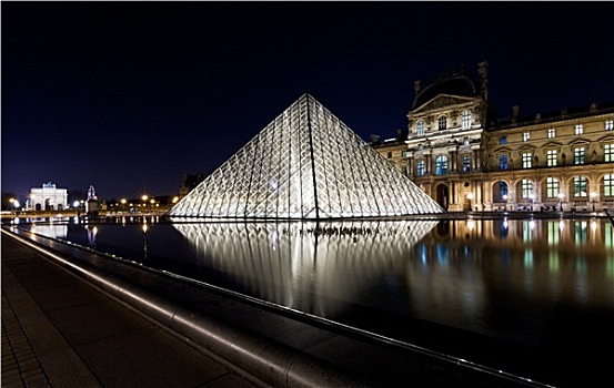 卢浮宫,宫殿,金字塔,巴黎,夜晚