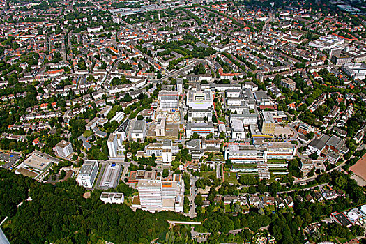 航拍,大学医院,鲁尔区,北莱茵威斯特伐利亚,德国,欧洲