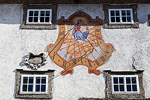 传统,日晷,户外,萨尔茨堡,奥地利