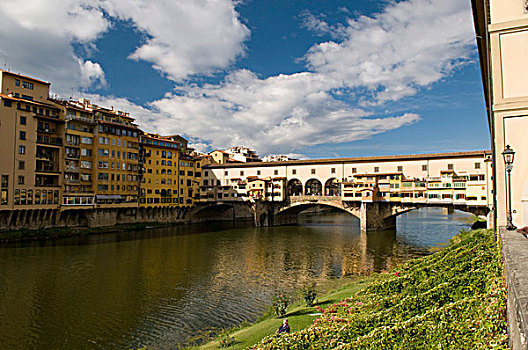 维奇奥桥,14世纪,世纪,桥,上方,阿诺河,河,佛罗伦萨,托斯卡纳,意大利,欧洲