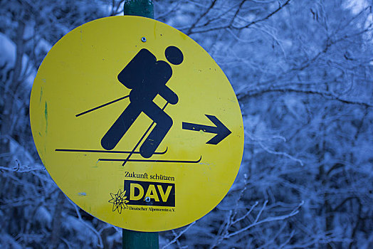 黄色,信息指示,滑雪,德国,高山,联系,欧洲