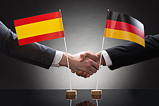 商务人士,握手,西班牙,德国,旗帜