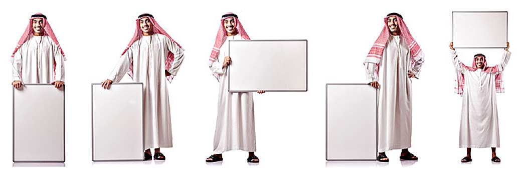阿拉伯人,留白,信息板,白色背景