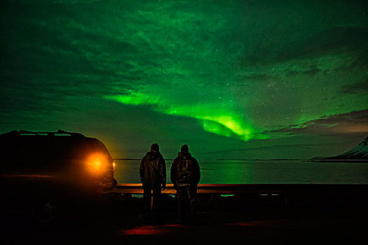 注视,北极光,斯奈山半岛,冰岛