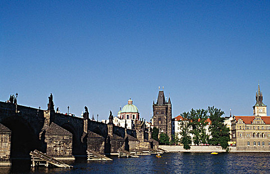 桥,河,查理大桥,布拉格,捷克共和国