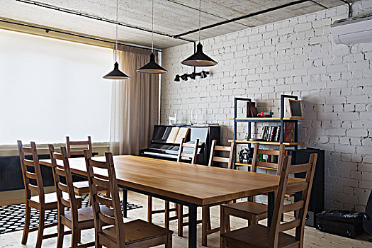 木质,餐桌,椅子,在家
