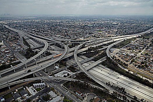 洛杉矶,裁定,立体交叉路,连通,高速公路,港口,航拍