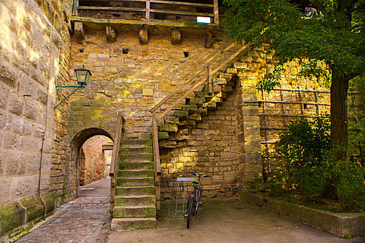 德国巴伐利亚罗腾堡童话镇城堡与城墙