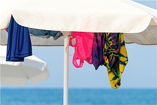 遮阳伞,衣服,海洋,海滩