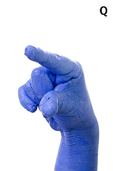 小拇指,拼写,字母,美国手语,字母q