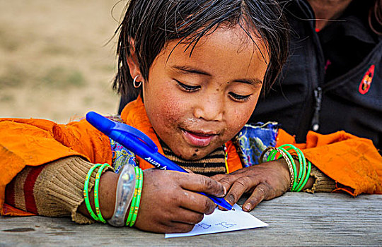 孩子,地区,区域,尼泊尔,亚洲