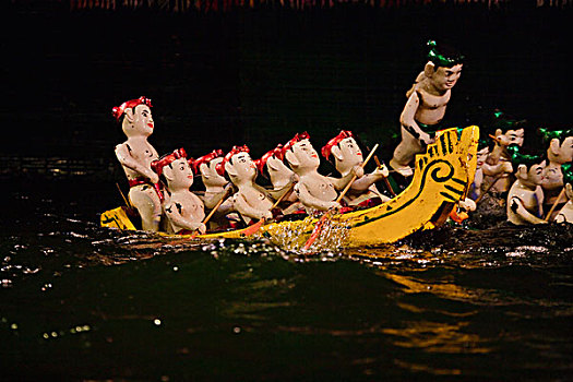 水,木偶,表演,河内,越南