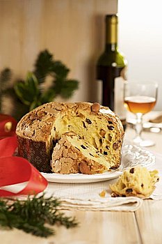 节日果子面包,经典,圣诞节蛋糕,意大利