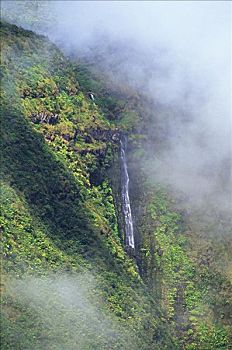 夏威夷,夏威夷大岛,哈玛库亚,沟,小路,瀑布,山坡