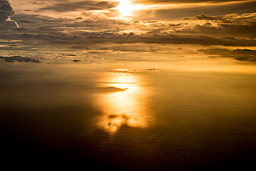 天空,云彩,霞光,晚霞,大海,海面