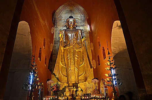 佛,雕塑,阿南达,庙宇,老,蒲甘,异教,缅甸,东南亚