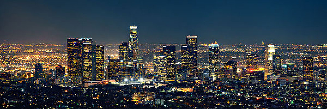 洛杉矶,市区,建筑,夜晚