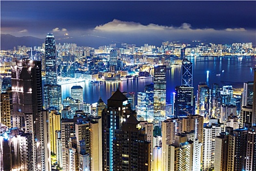 香港,天际线,太平山,夜晚