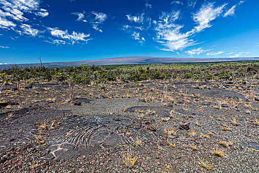 绳状熔岩,火山岩,基拉韦厄火山,喷发,火山,背景,荒芜,火山国家公园,夏威夷大岛,美国,北美