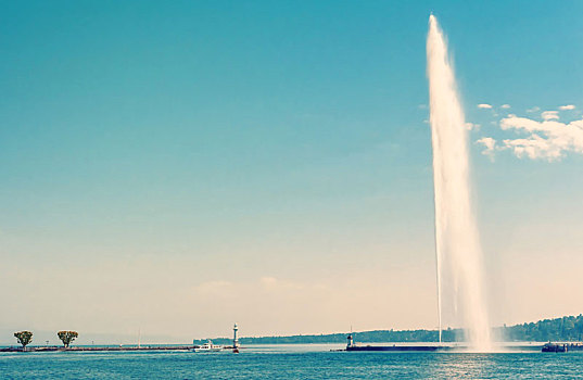 著名,喷气式飞机,喷泉,日内瓦,瑞士