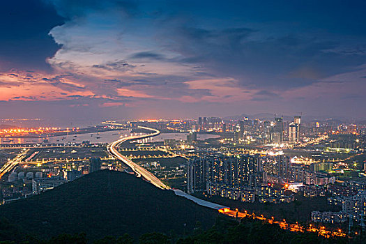 中国广东深圳前海自贸区都市夜景