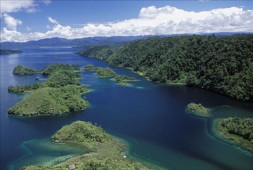 航拍,岛屿,东南部,湖,高地,巴布亚新几内亚