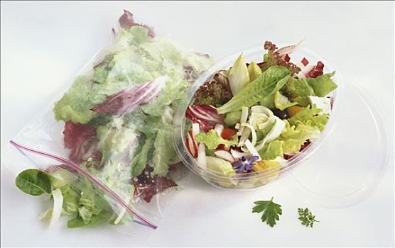 什锦沙拉,塑料制品,食物,包,塑料容器