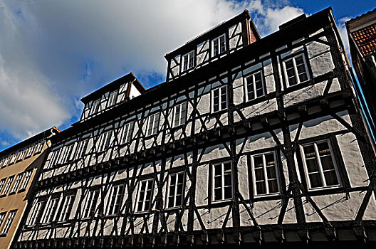 半木结构,建筑,房子,一个,半木结构房屋,德国,上弗兰科尼亚,巴伐利亚,欧洲