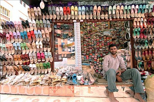 迪拜,露天市场,鞋,货摊