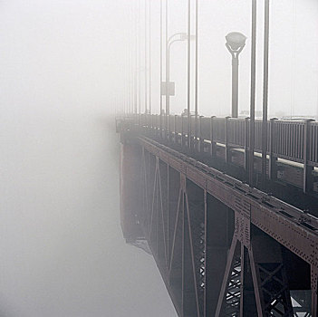 美国,加利福尼亚,旧金山,金门大桥,特写,雾,北美,景象,地标建筑,桥,建筑,灯笼,天气,多云,朦胧,概念,神秘