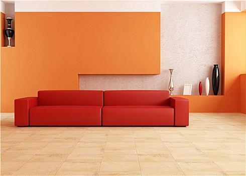 红色,橙色,客厅