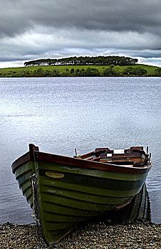木质,小艇,湖,梅奥县,爱尔兰,欧洲